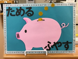 「ためる　ふやす」の展示の写真